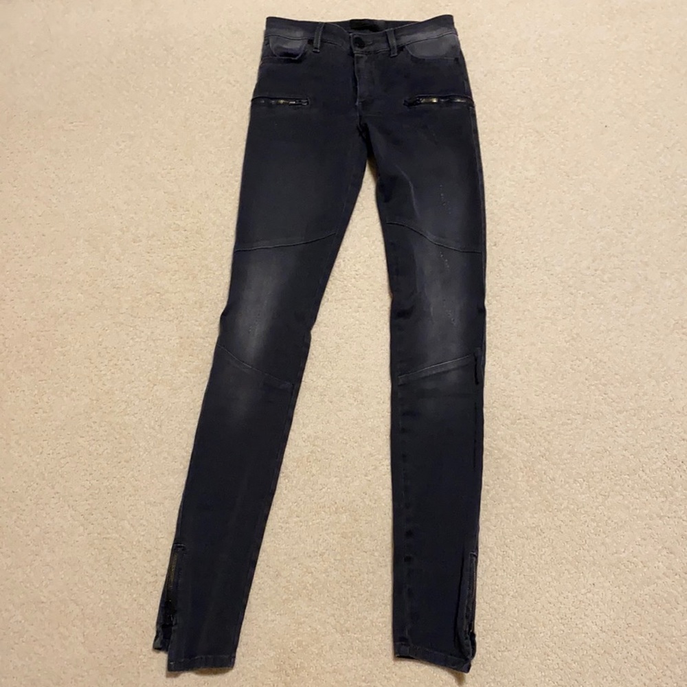 Superfine Moto Distressed Skinny Jeans